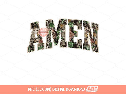 Amen Forest Camo PNG, Realistic Camouflage Tree Sublimation Shirt Design (Digital Download)