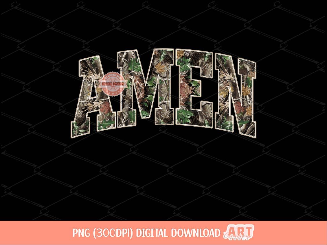 Amen Forest Camo PNG, Realistic Camouflage Tree Sublimation Shirt Design (Digital Download)