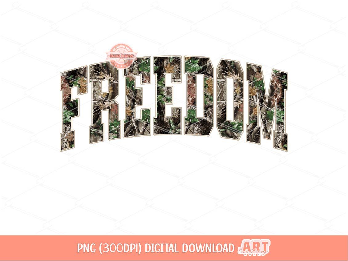 Freedom Forest Camo PNG, Realistic Camouflage Tree Sublimation Shirt Design (Digital Download)