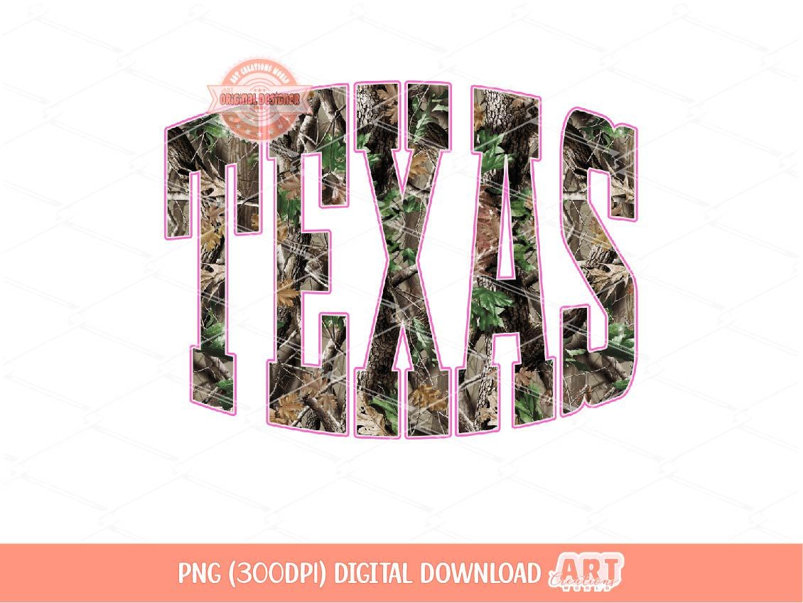 Texas Forest Camo PNG, Realistic Camouflage Tree Sublimation Shirt Design (Digital Download)