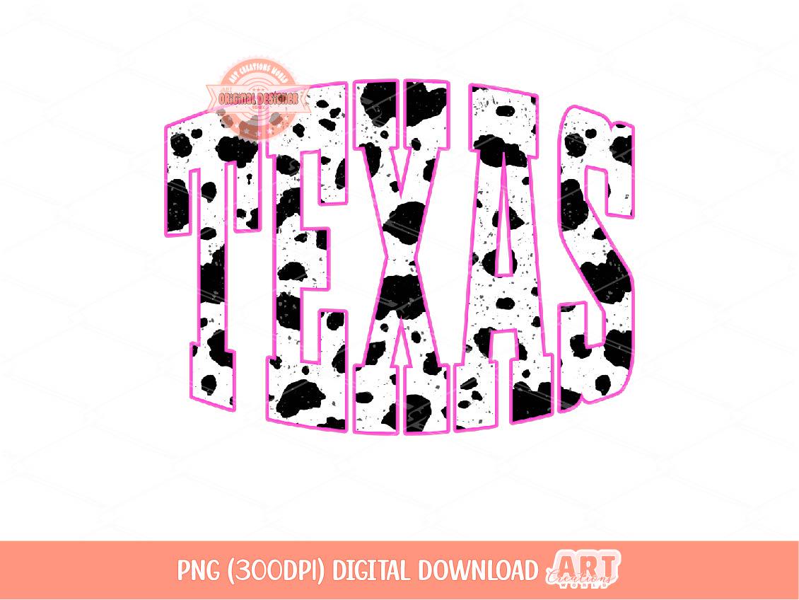Texas Cow Print PNG, Retro Distressed Sublimation Shirt Design (Digital Download)