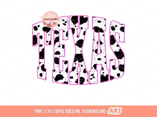 Texas Cow Print PNG, Retro Distressed Sublimation Shirt Design (Digital Download)