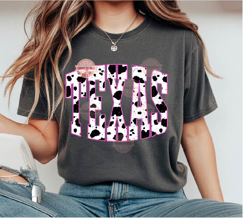 Texas Cow Print PNG, Retro Distressed Sublimation Shirt Design (Digital Download)