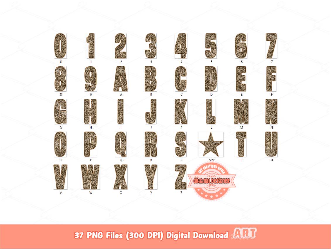 Leopard Alphabet PNG, Cheetah Print Wild Letters & Numbers Clipart (Digital Download)