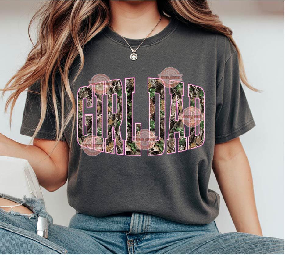Girl Dad Forest Camo PNG, Realistic Camouflage Sublimation Shirt Design (Digital Download)