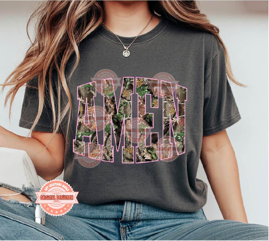 Amen Forest Camo PNG, Realistic Camouflage Sublimation Shirt Design (Digital Download)