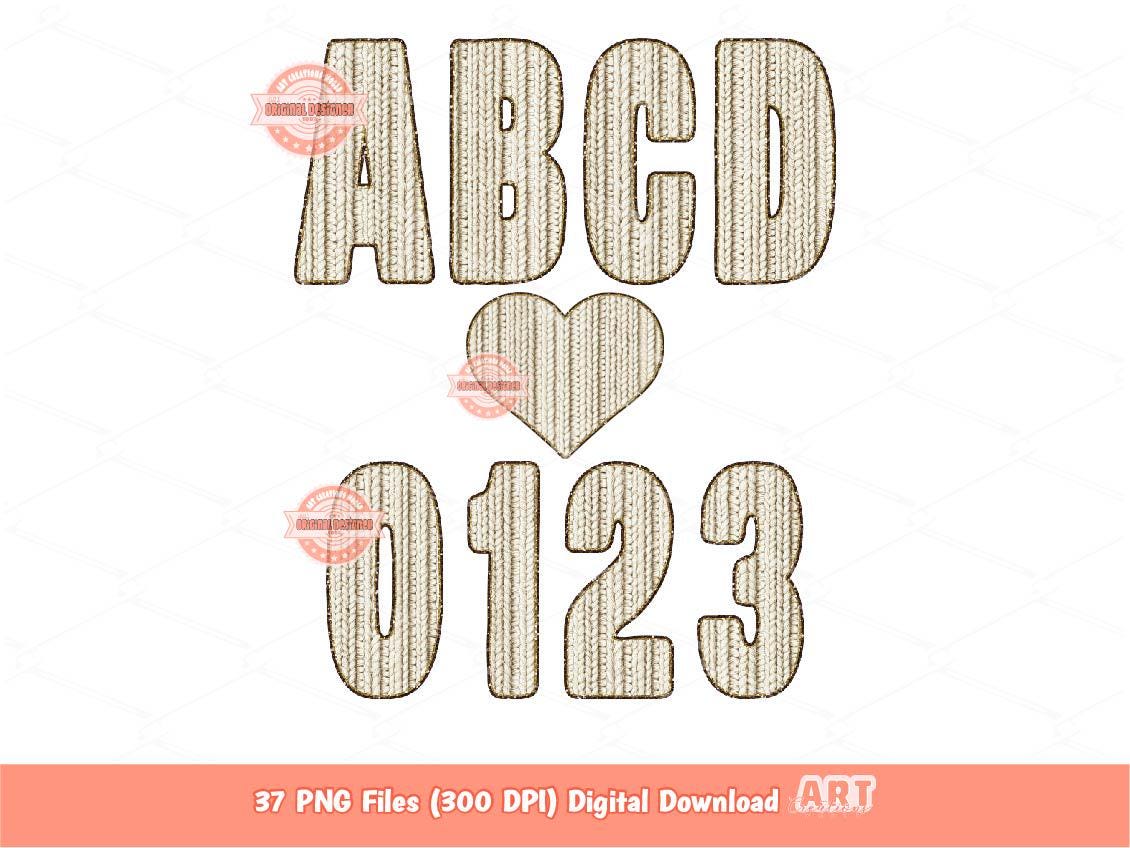 Faux Yarn Alphabet PNG, Crochet Letters & Numbers Clipart (Digital Download)