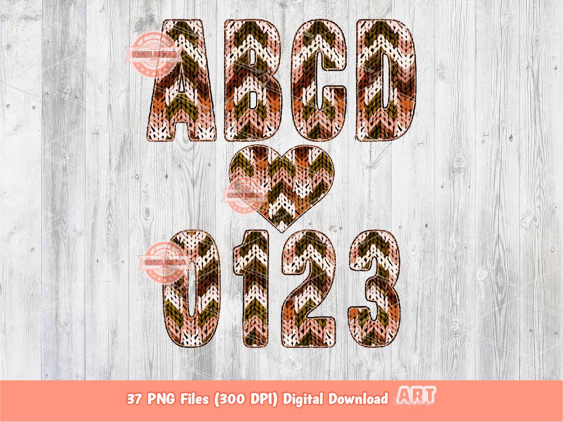 Fall Faux Yarn Alphabet PNG, Cozy Autumn Crochet Letters & Numbers Clipart (Digital Download)