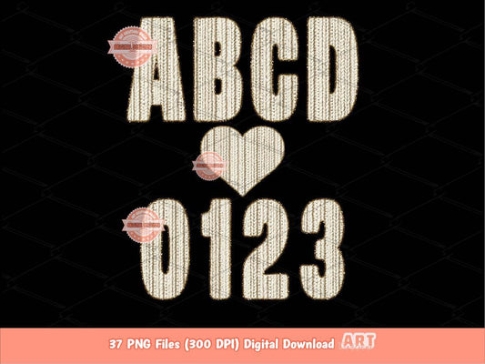 Faux Yarn Alphabet PNG, Crochet Letters & Numbers Clipart (Digital Download)