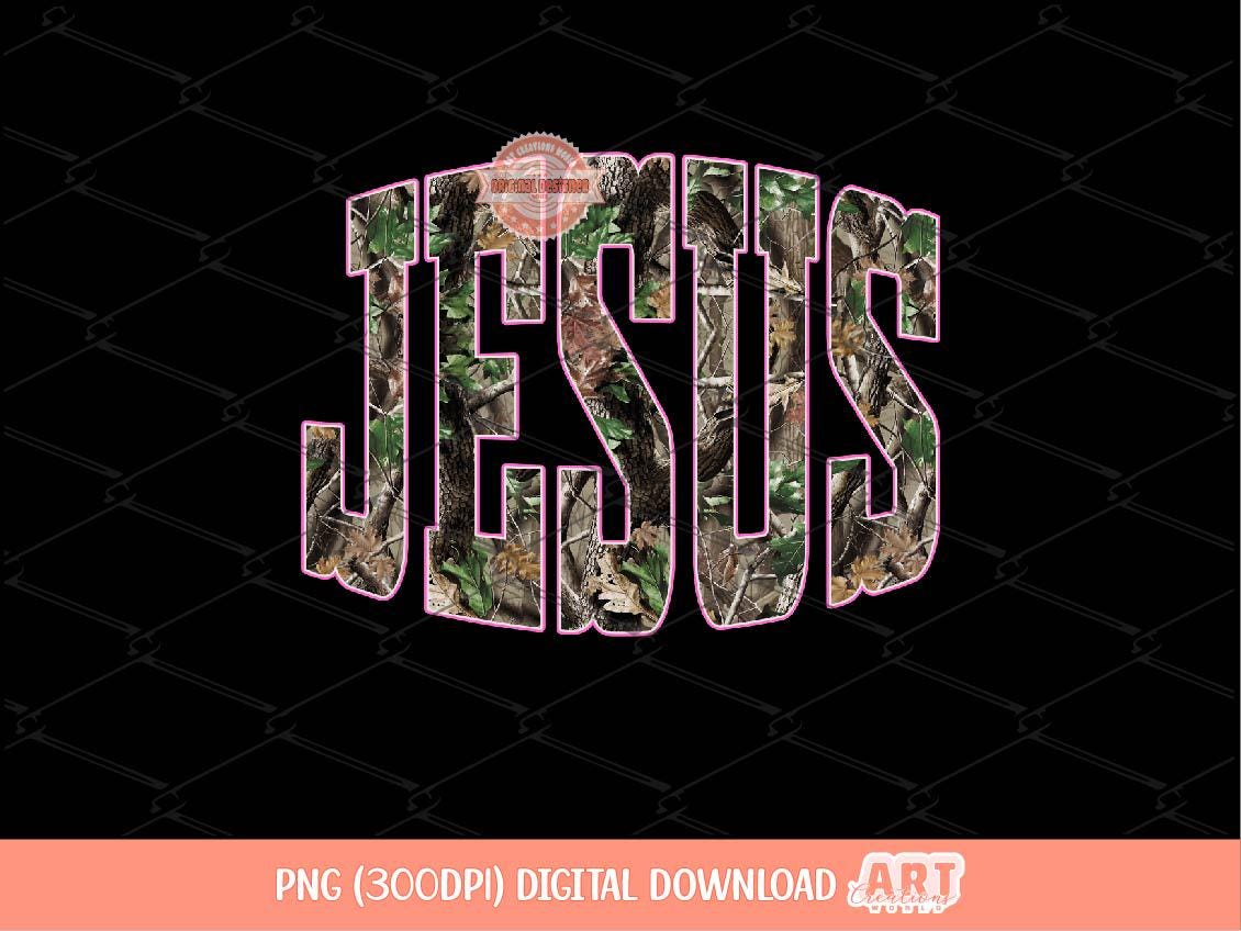 Jesus Forest Camo PNG, Realistic Camouflage Christian Sublimation Shirt Design (Digital Download)