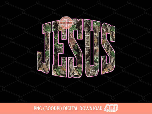 Jesus Forest Camo PNG, Realistic Camouflage Sublimation Shirt Design (Digital Download)