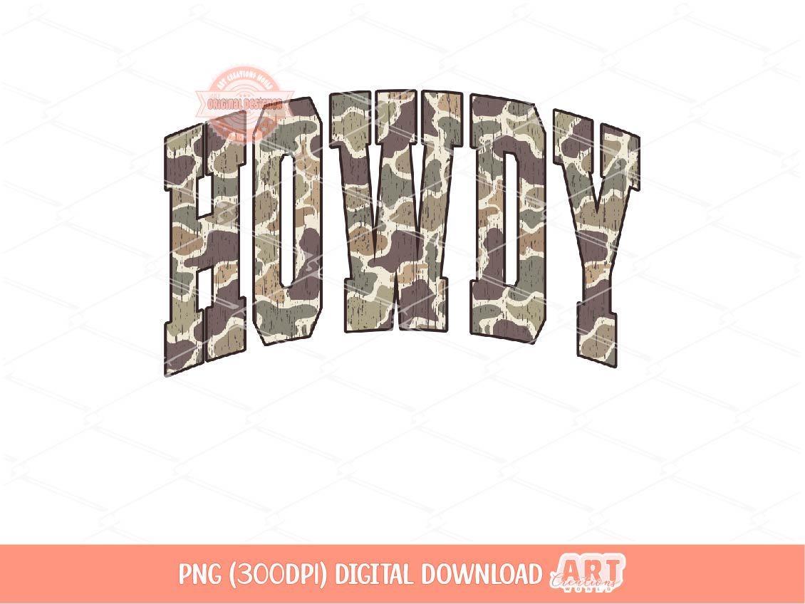 Howdy Grunge Camo PNG, Trendy Distressed Sublimation Shirt Design (Digital Download)
