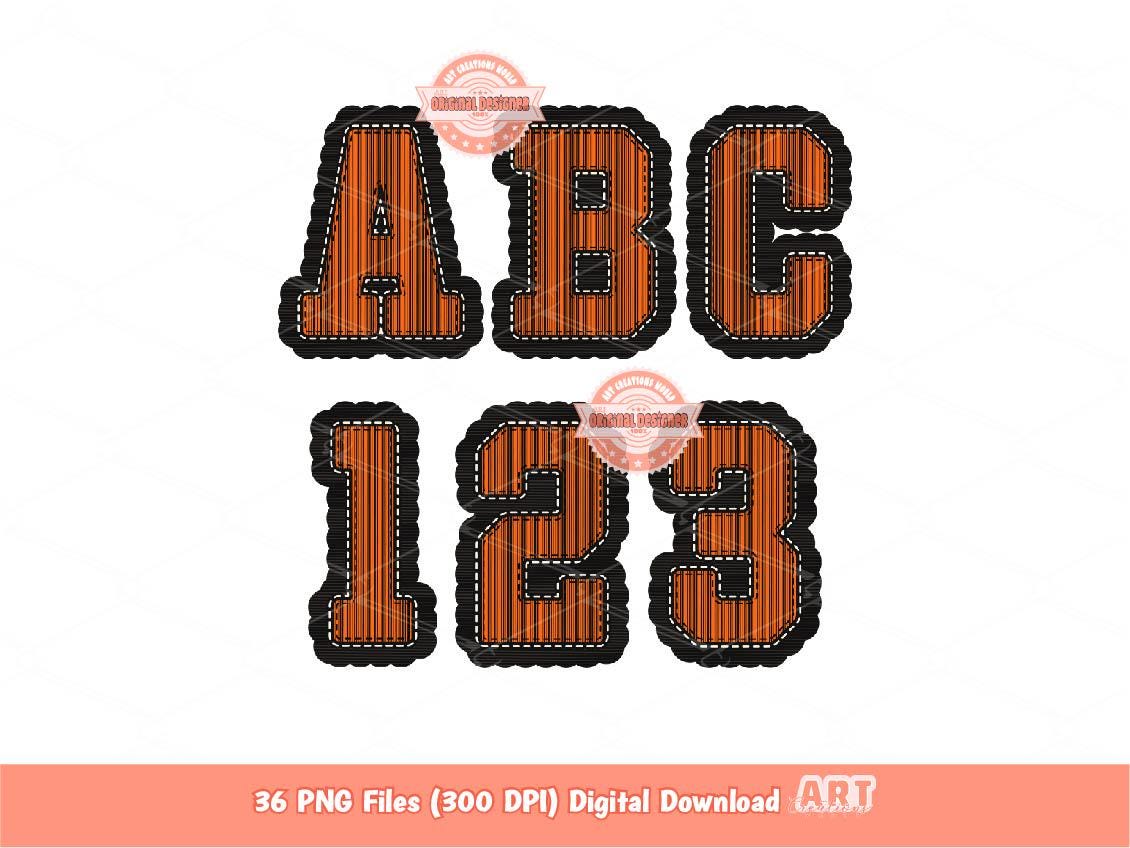 Orange & Black Seersucker Alphabet PNG: School Spirit Letters  Letters and Numbers Clipart (Digital Download)