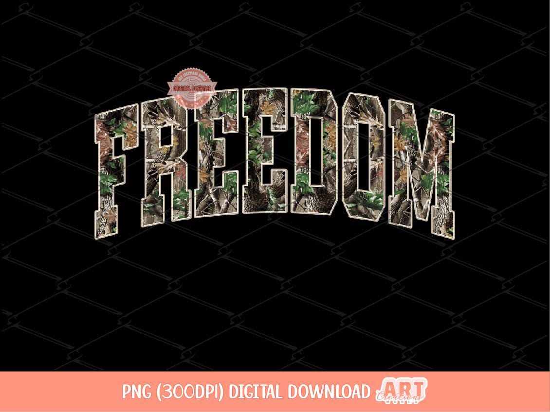 Freedom Forest Camo PNG, Realistic Camouflage Tree Sublimation Shirt Design (Digital Download)
