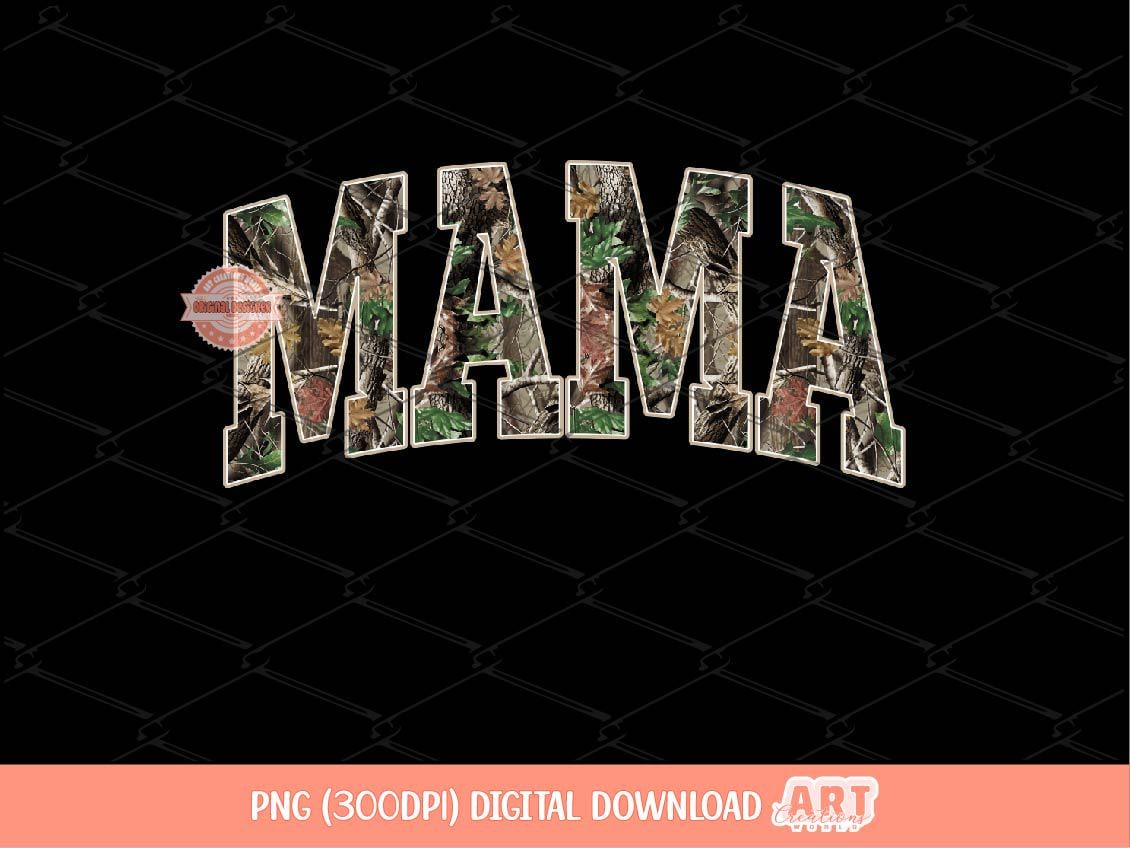 Mama Forest Camo PNG, Realistic Camouflage Tree Sublimation Shirt Design (Digital Download)
