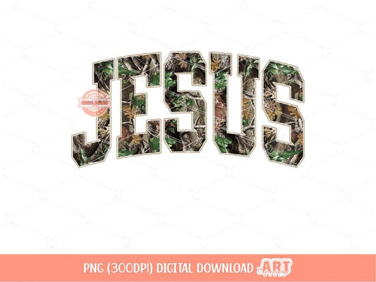 Jesus Forest Camo PNG, Realistic Camouflage Tree Sublimation Shirt Design (Digital Download)