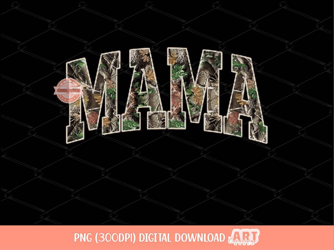 Mama Forest Camo PNG, Realistic Camouflage Tree Sublimation Shirt Design (Digital Download)