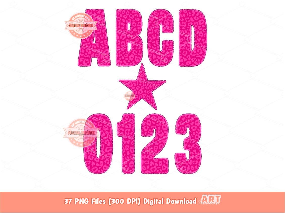 Pink Leopard Alphabet PNG Bundle (Digital Download)