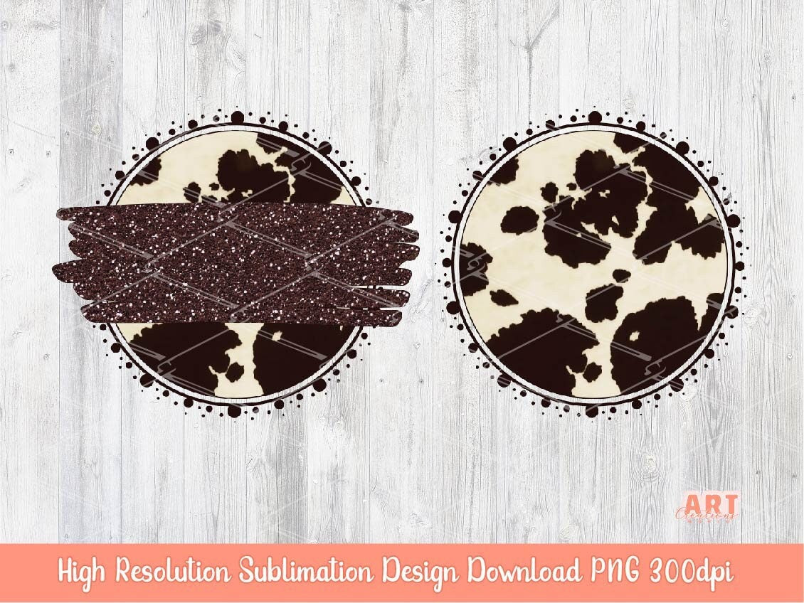 Cowhide Background PNG, Western Glitter Brush Stroke Background frame sublimation Design