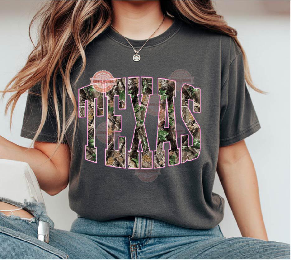 Texas Forest Camo PNG, Realistic Camouflage TX State Sublimation Shirt Design (Digital Download)