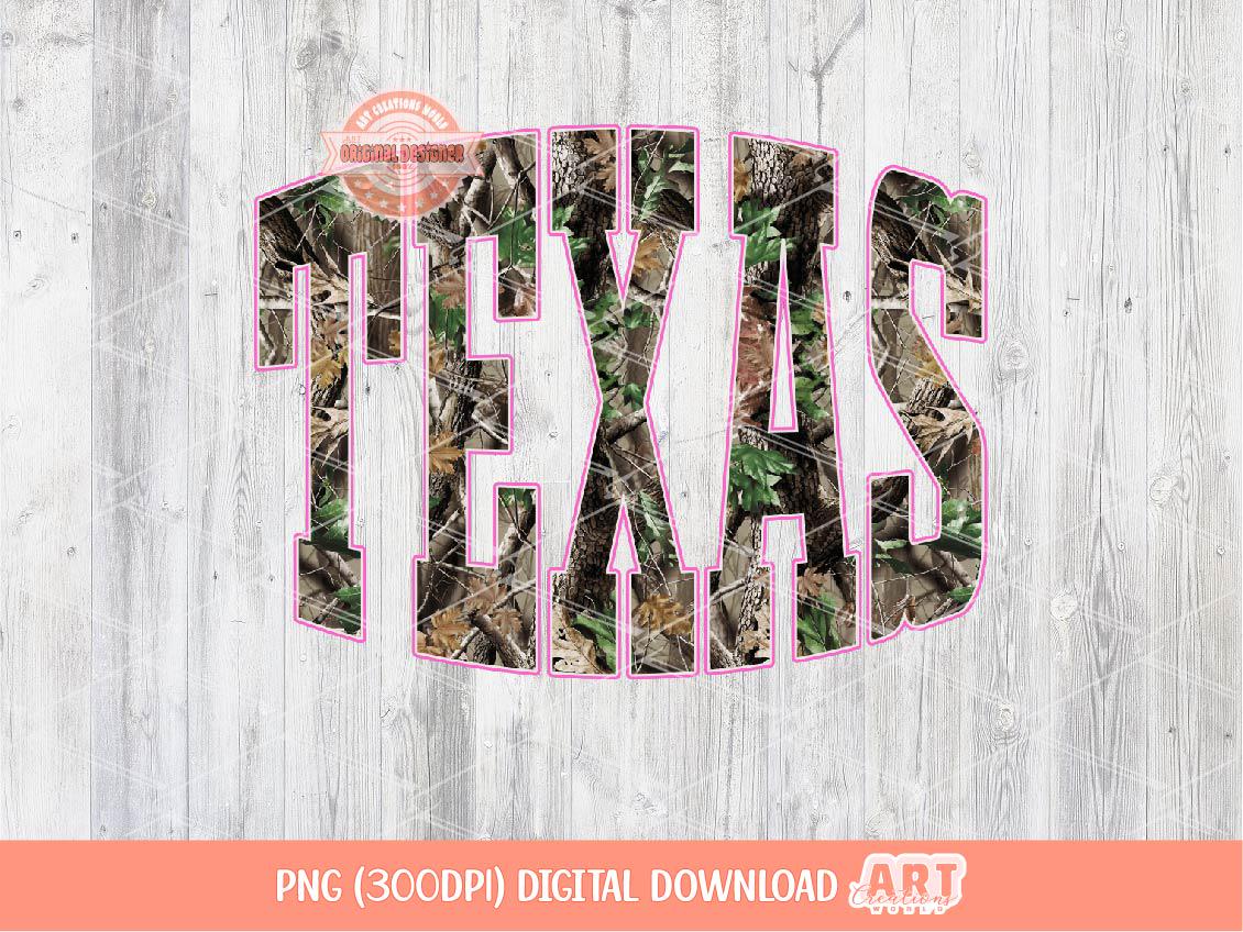 Texas Forest Camo PNG, Realistic Camouflage TX State Sublimation Shirt Design (Digital Download)