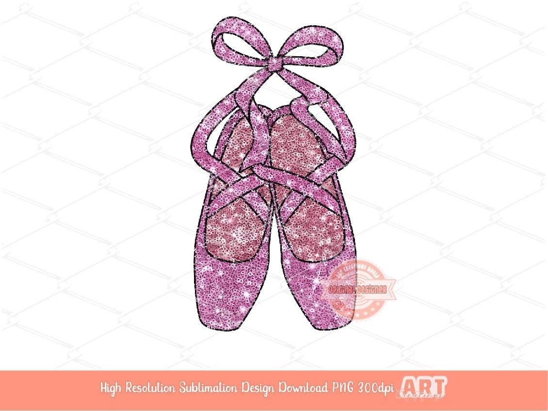 Pink Glitter Ballerina Slippers PNG, Dance Shoe Clipart (Digital Download)