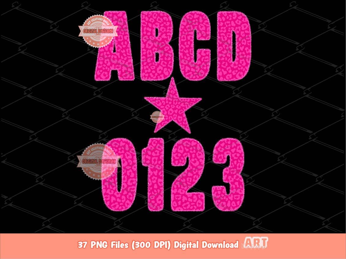 Pink Leopard Alphabet PNG Bundle (Digital Download)