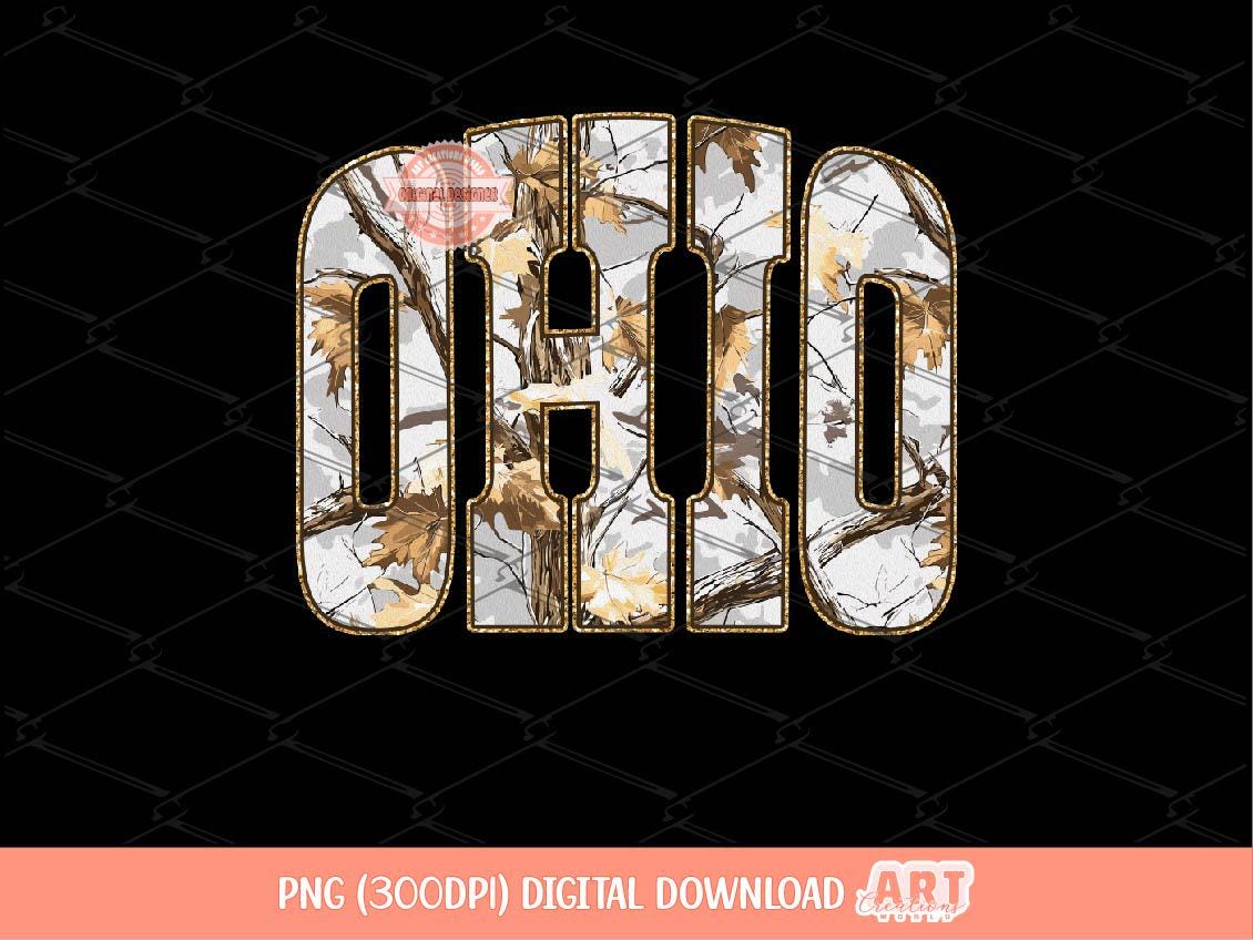 Ohio Gray Gold Camo PNG, Arched Shirt Design (Digital Download)