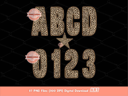 Leopard Alphabet PNG, Cheetah Print Wild Letters & Numbers Clipart (Digital Download)