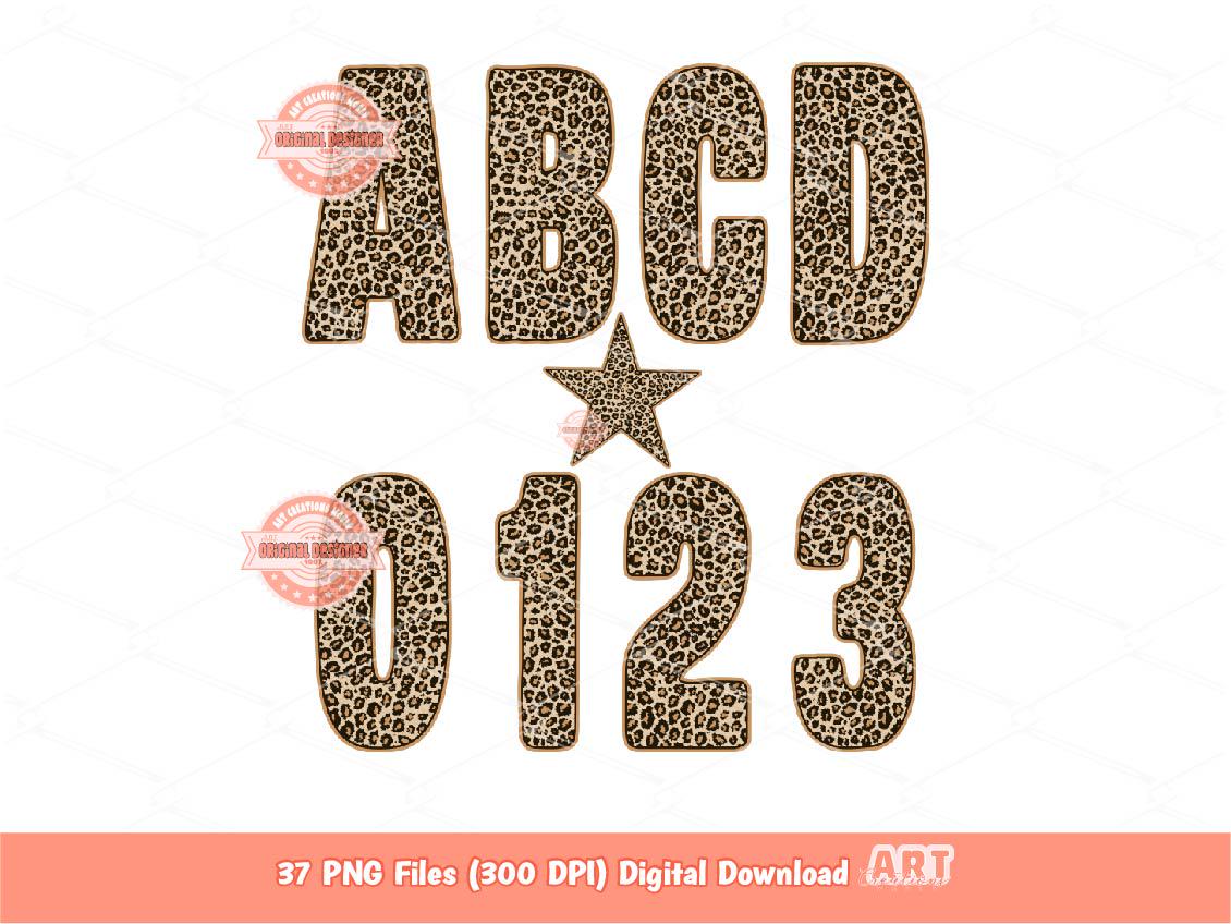 Leopard Alphabet PNG, Cheetah Print Wild Letters & Numbers Clipart (Digital Download)