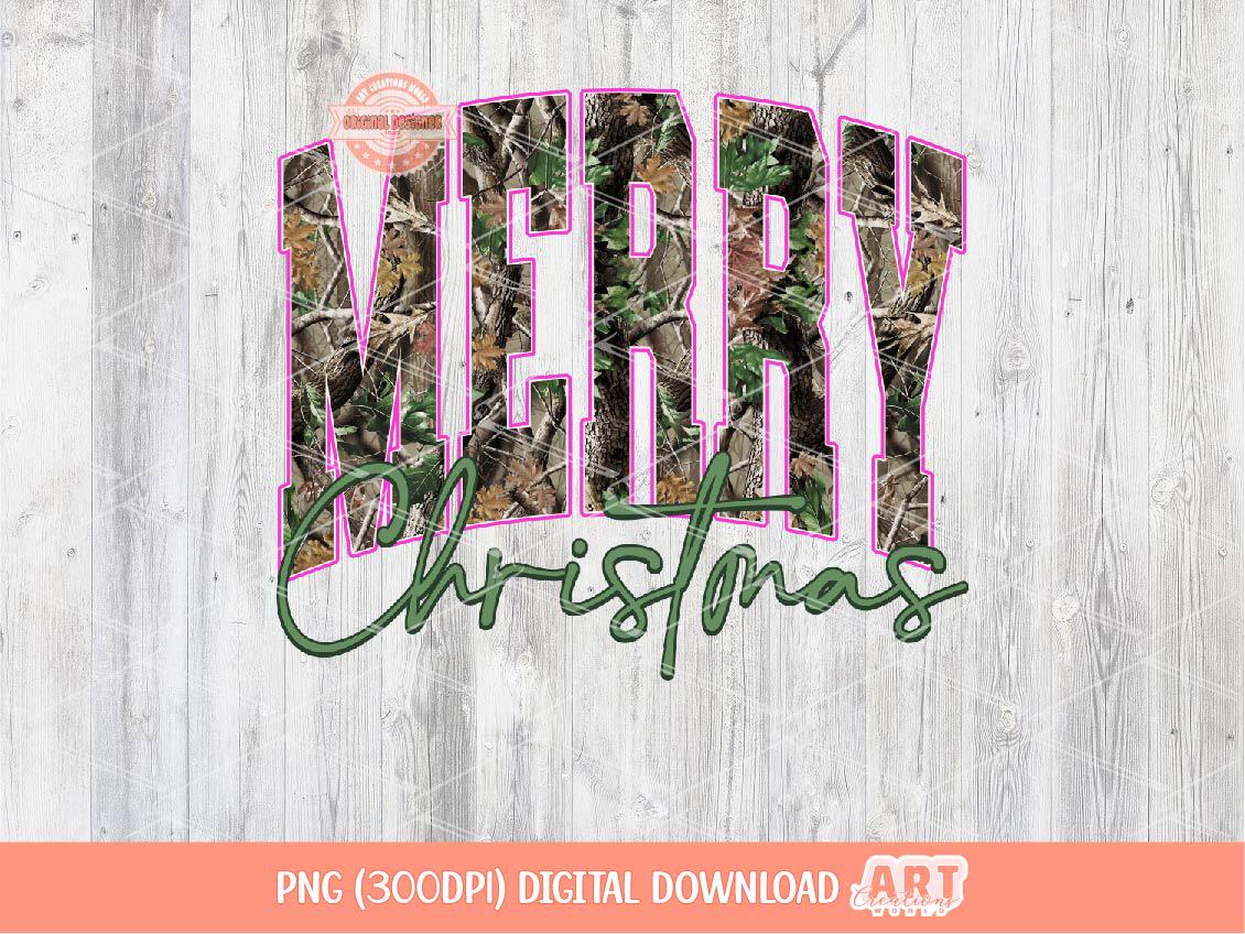 Merry Christmas Forest Camo PNG, Hunting Season Sublimation Shirt Design (Digital Download)
