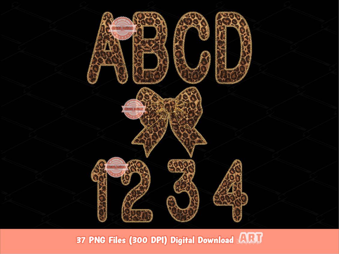 Faux Yarn Leopard Alphabet PNG, Cheetah Print Wild Knitted Letters & Numbers Clipart (Digital Download)