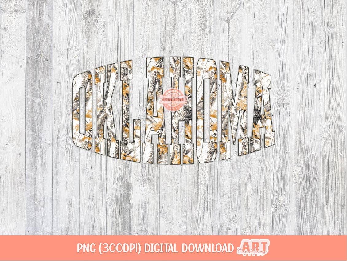 Oklahoma Gray Camo PNG, Camouflage Leaves Sublimation Shirt Design (Digital Download)