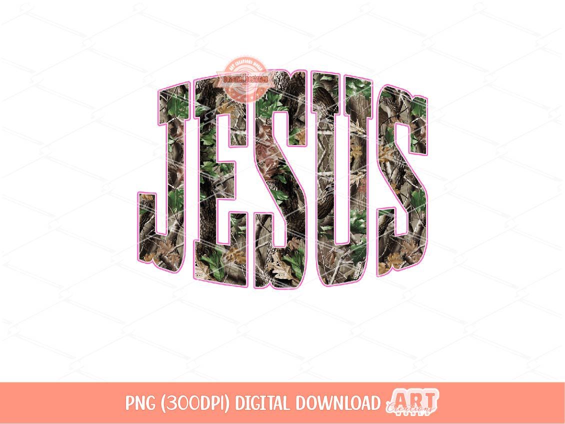 Jesus Forest Camo PNG, Realistic Camouflage Christian Sublimation Shirt Design (Digital Download)
