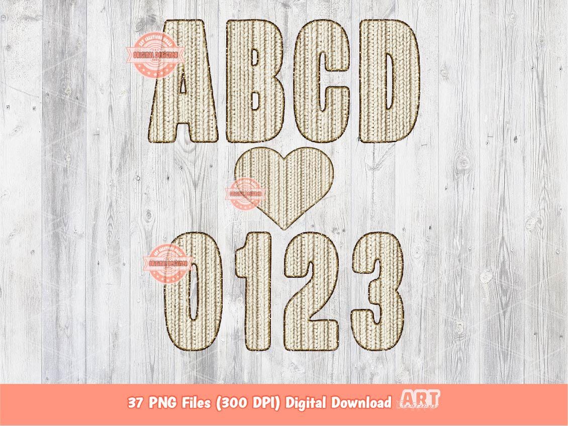 Faux Yarn Alphabet PNG, Crochet Letters & Numbers Clipart (Digital Download)