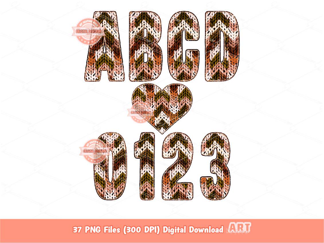 Fall Faux Yarn Alphabet PNG, Cozy Autumn Crochet Letters & Numbers Clipart (Digital Download)