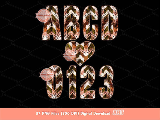 Fall Faux Yarn Alphabet PNG, Cozy Autumn Crochet Letters & Numbers Clipart (Digital Download)