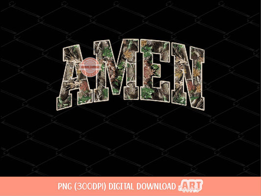 Amen Forest Camo PNG, Realistic Camouflage Tree Sublimation Shirt Design (Digital Download)