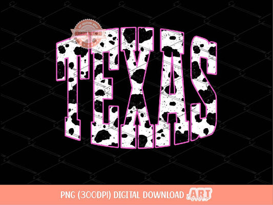 Texas Cow Print PNG, Retro Distressed Sublimation Shirt Design (Digital Download)