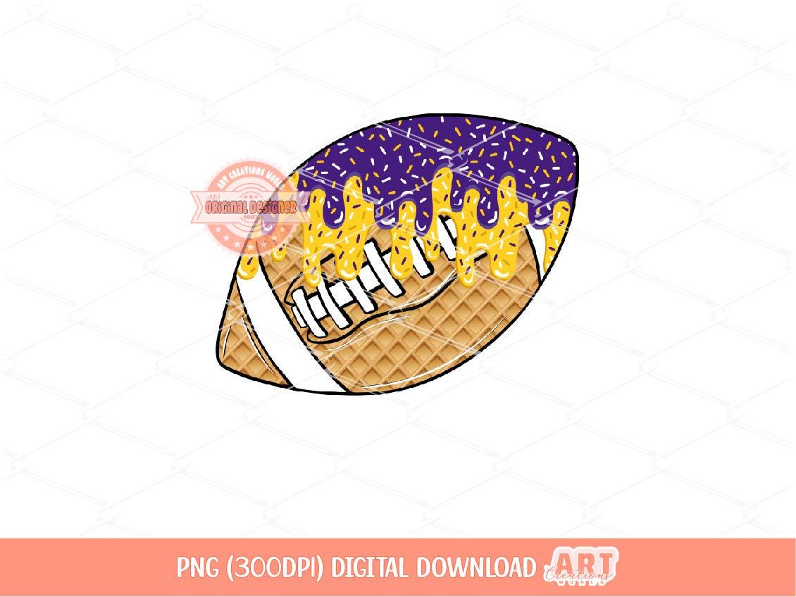 Drippy Ice Cream Football Ball PNG: Purple and gold Football Clipart (Digital Download)