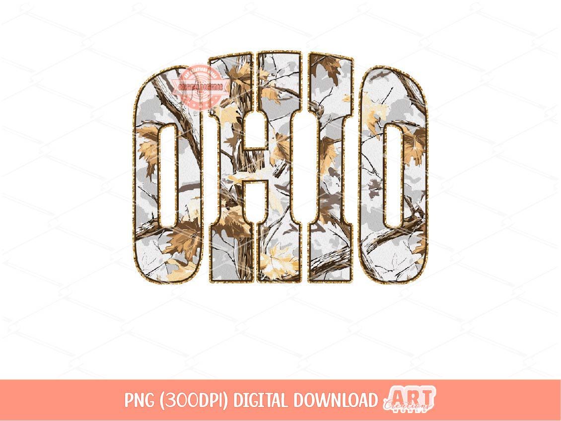Ohio Gray Gold Camo PNG, Arched Shirt Design (Digital Download)