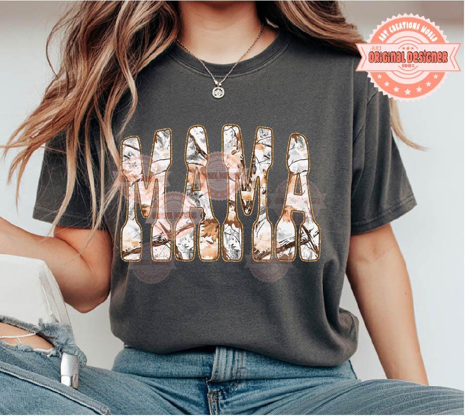 Mama Gray Gold Camo PNG, Arched Mom Shirt Design (Digital Download)