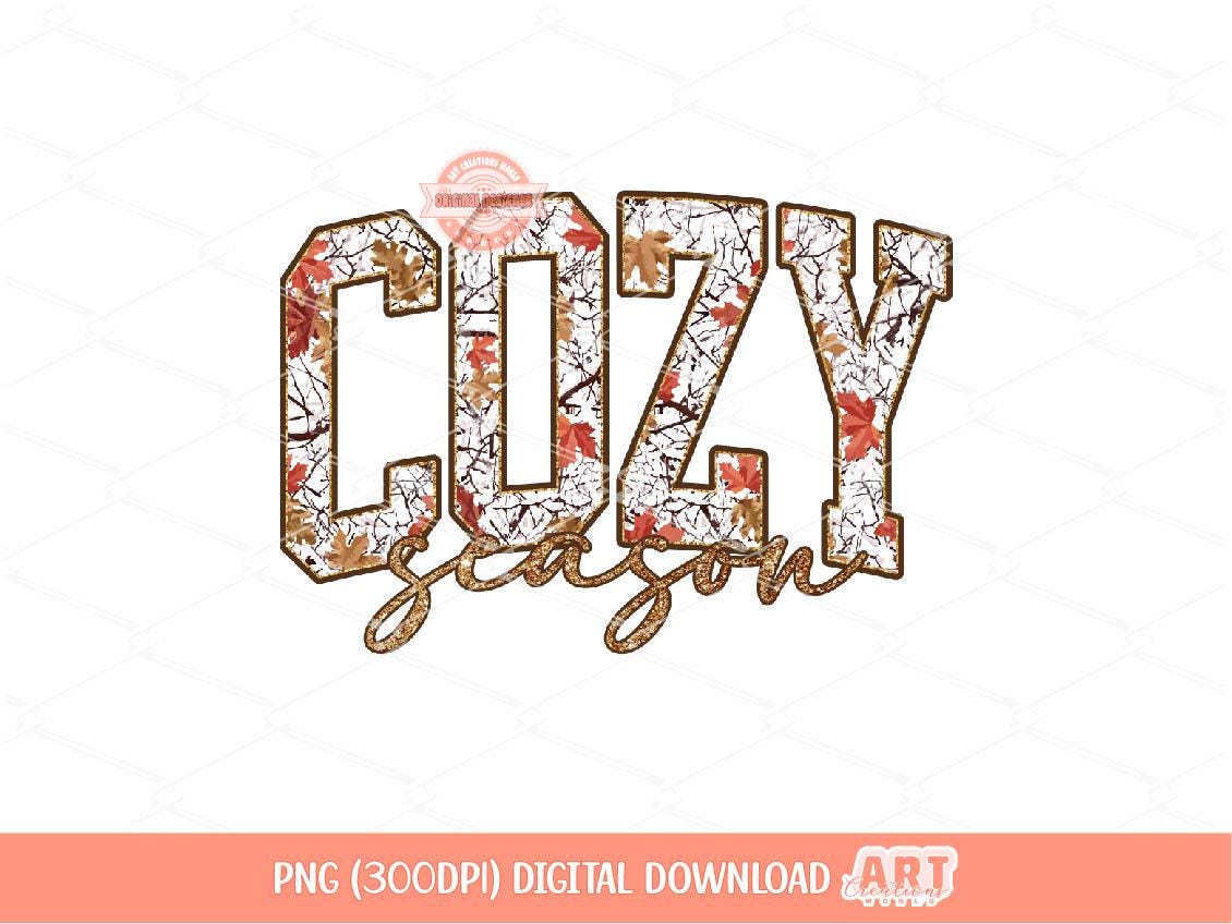 Cozy Season Fall Camo PNG, Autumn Vibes Sublimation Shirt Design (Digital Download)