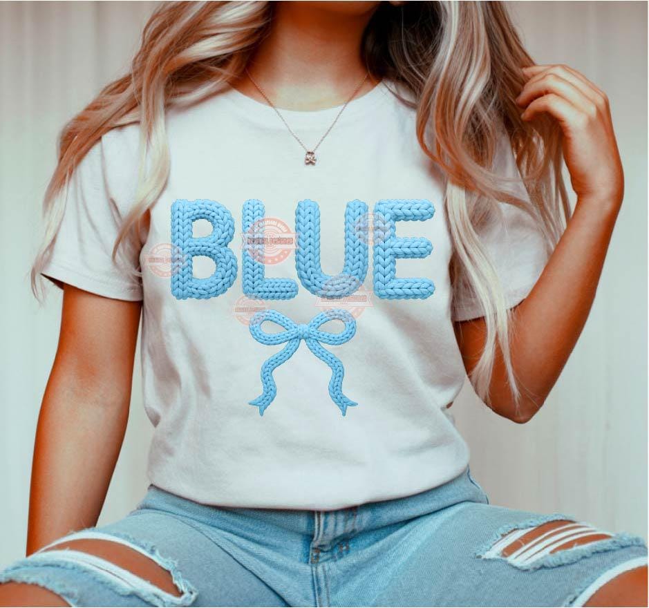 Faux Yarn Blue Alphabet PNG, Coquette Crochet Letters & Numbers Clipart (Digital Download)