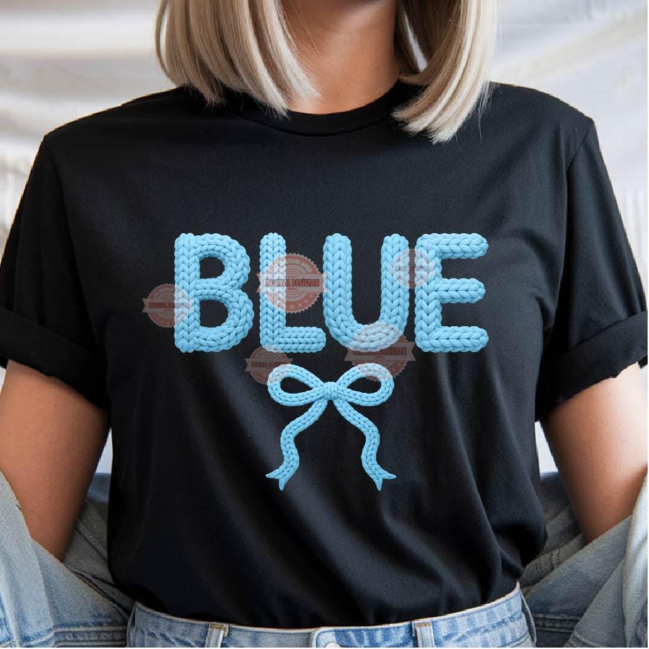 Faux Yarn Blue Alphabet PNG, Coquette Crochet Letters & Numbers Clipart (Digital Download)