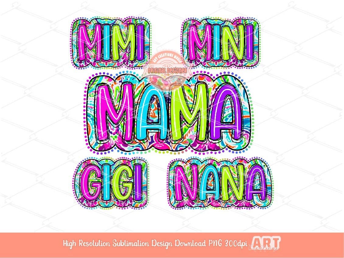 Bright Floral Mama PNG Bundle, Matching Family Sublimation shirt Design (Digital Download)