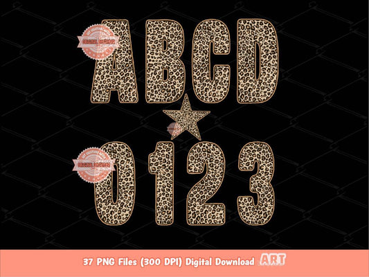 Leopard Alphabet PNG, Cheetah Print Wild Letters & Numbers Clipart (Digital Download)