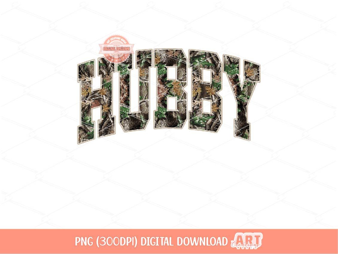 Hubby Forest Camo PNG, Realistic Camouflage Tree Sublimation Husband Shirt Design (Digital Download)
