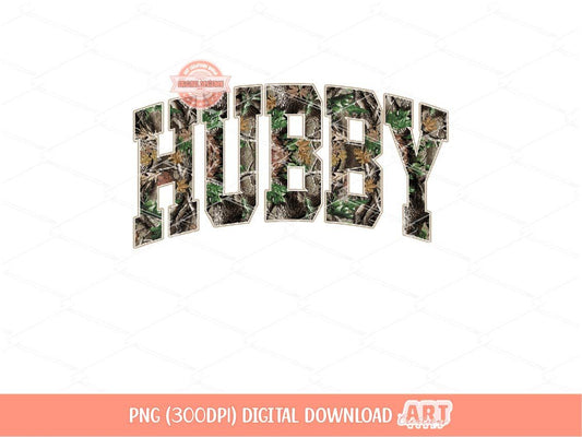 Hubby Forest Camo PNG, Realistic Camouflage Tree Sublimation Husband Shirt Design (Digital Download)
