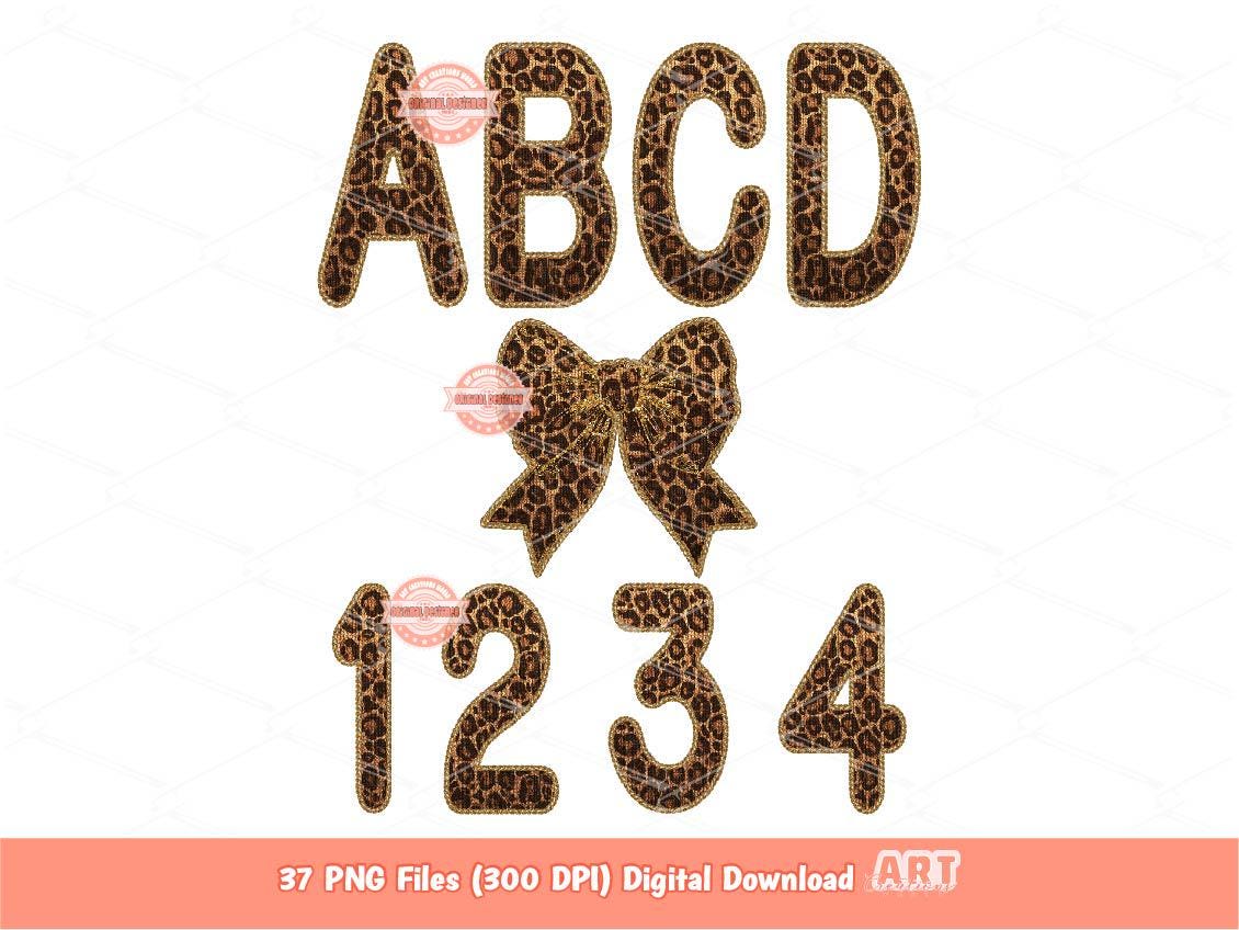 Faux Yarn Leopard Alphabet PNG, Cheetah Print Wild Knitted Letters & Numbers Clipart (Digital Download)